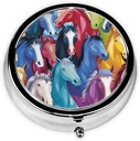 Renkli Cartoon Horses Basla Pill Organizer 3 Karşılaştırma, Portatif Mini Pill Box Pill Tıp, Vitamin, Fish Oil, Supplements