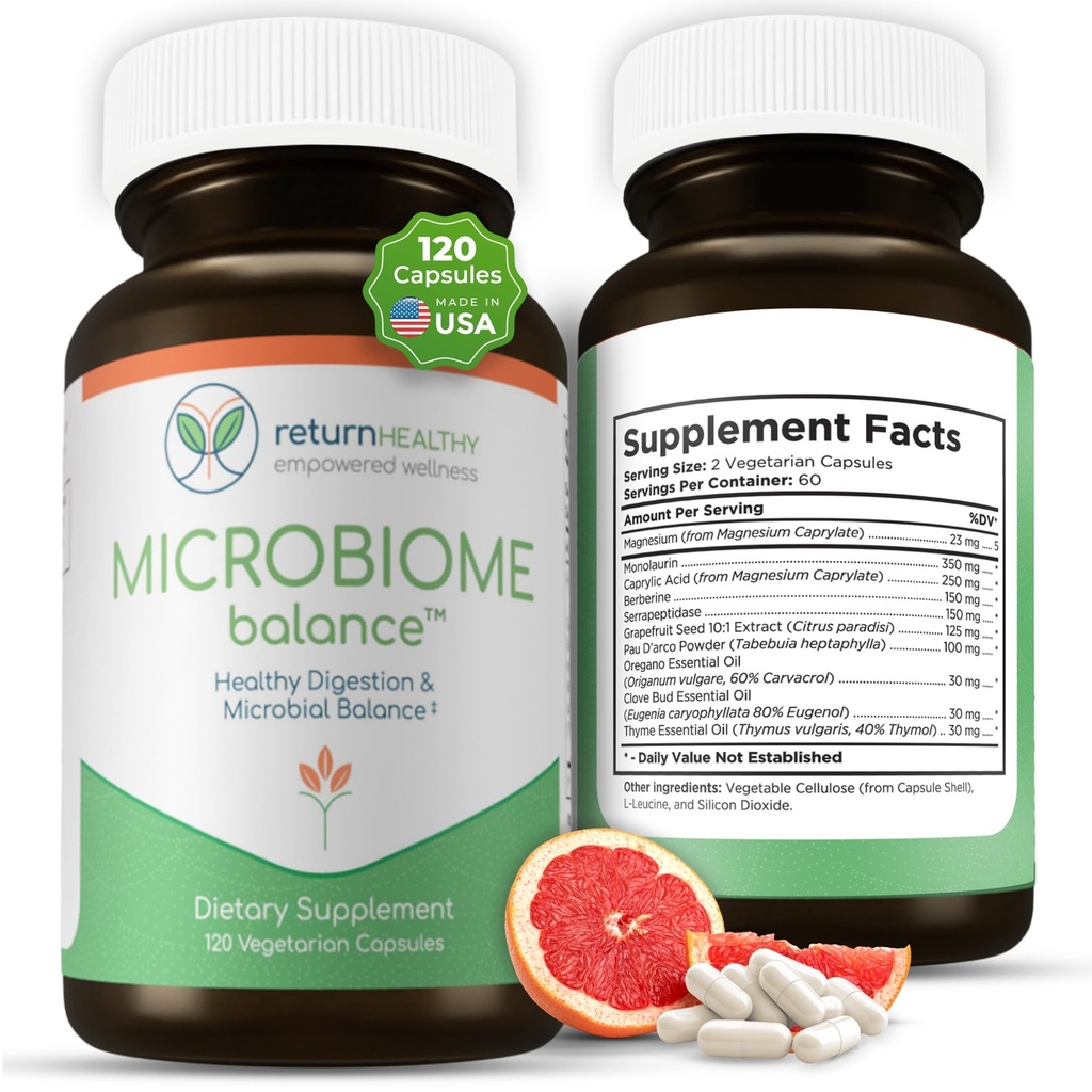 Microbiome Ισορροπία, Συμπληρώματα Υγείας Εντέρου για τις γυναίκες και τους άνδρες, Συμπλήρωμα Διέγερσης με Μονολαουρίνη και Καπρυλικό Οξύ, All-Φυσική Αποτοξίνωση Συμπλήρωμα για την Digestive Υγεία, Digestive Boost 120 C
