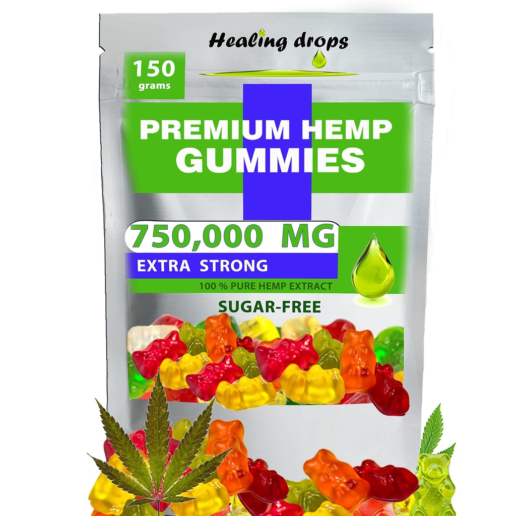 Hemp Gummies 750.000 mg Premium Organik Şeker-Free Natural Health Support High Potency Rich in Vitamins B E C D Omega 3 6 9 Super Gummy Bears