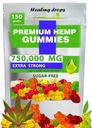 Hemp Gummies 750,000mg Premium Organic Sugar-Free Natural Health Support High Potency Rich in Vitamins B E C D Omega 3 6 9 Super Gummy Bears