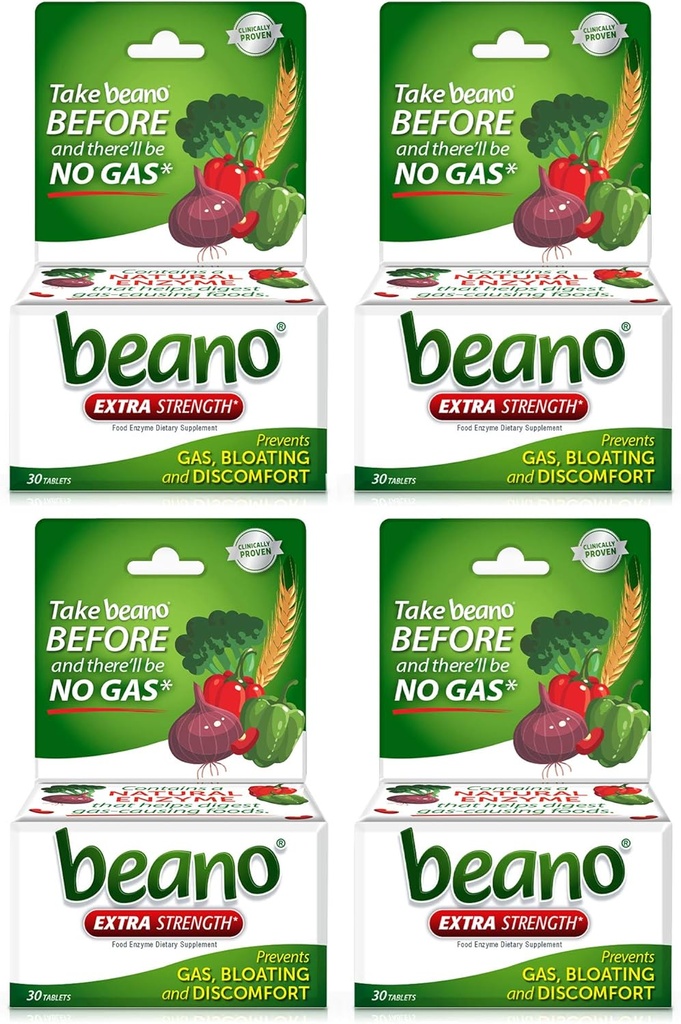 Beano Ultra 800, Gaz Önleme ve Digestive Enzyme Supplement, 30 CT, 4 Pack