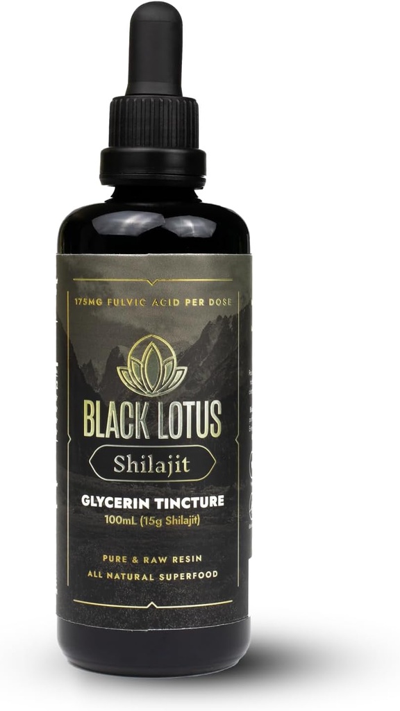 Black Lotus Pure Shilajit Machinery Liquid Tincture, 100 ml, 100% Pure Natural Shilajit for Men & Women with Reese Acids, 175 mg Fulvic Acid, 85 Ionic Trace Minerals, Immune Support, Focus, Energy