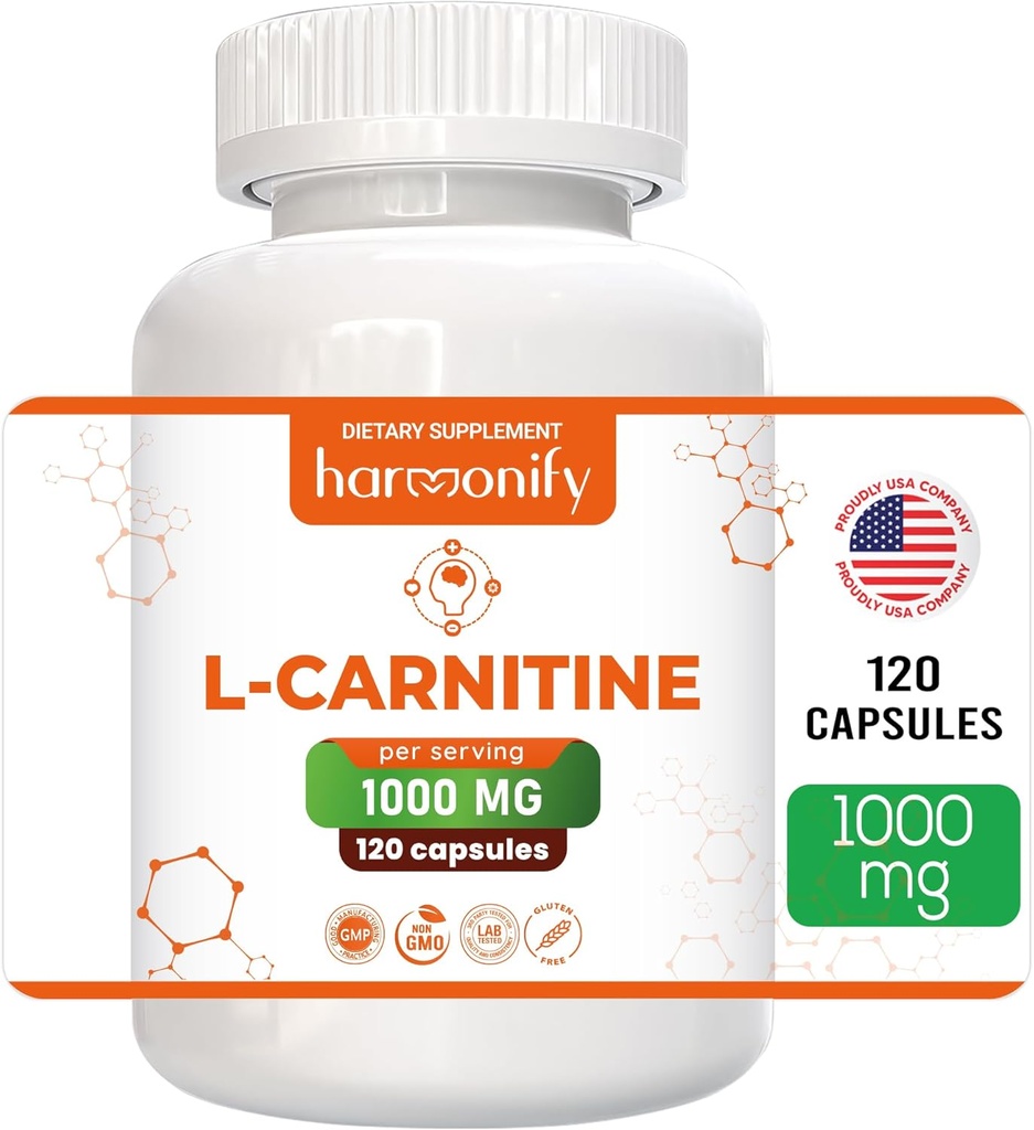 L Carnitine Supplement 1000 mg per Service, 120 Vegetarian Capsules & Pure Form, 60 Hizmetler