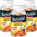 Airborne 750 mg Vitamin C Immune Support Supplement Gummies for Yetişkinler, Zesty Orange Flavor, Gluten Free Crafted Mix with Powerful Antioksis A C & E, 63 Gummies (3 Pack)