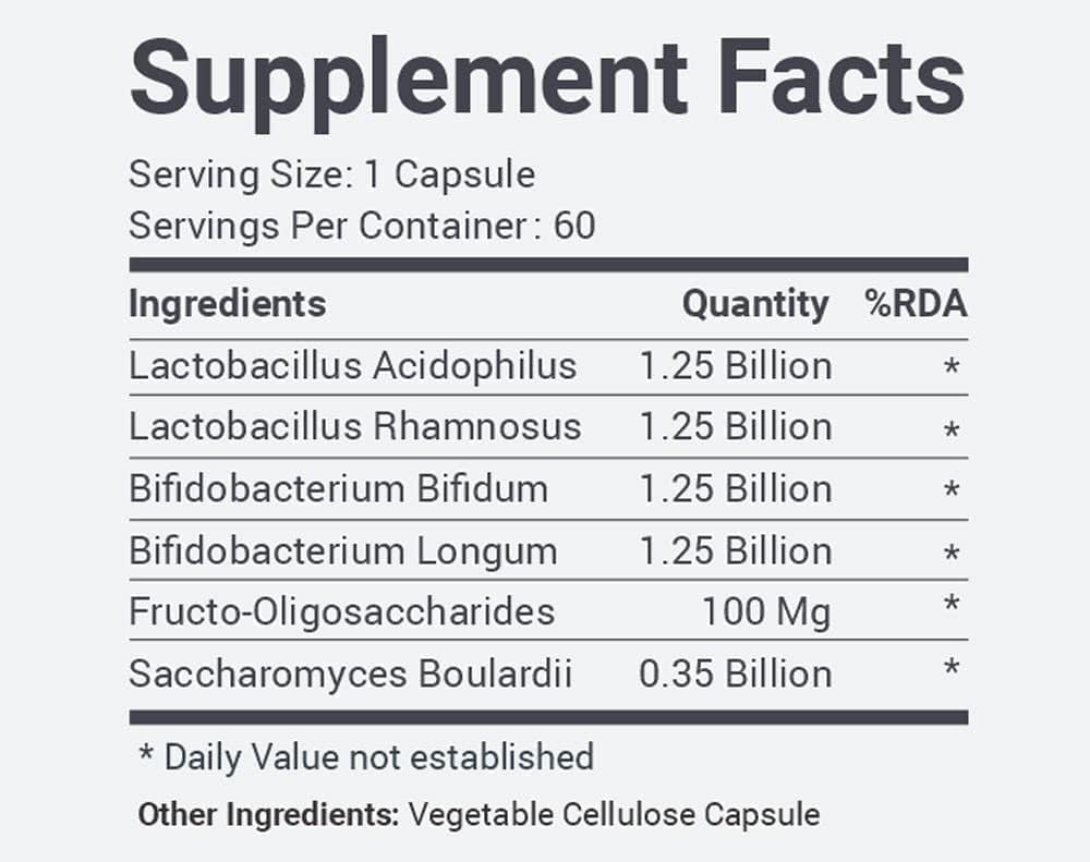 Generic Pre & Probiotics Supplement | Gut Health Supplement Made with 06 Healthy Bacterias | Helps Digestion | Supports Urinary Tract | Helps Regulate Bowel Movements | (60 Capsules)