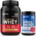 Optimum Beslenme Dinamik Duo Sche: Amino Energy, Blue Raspberry (30 hizmet) ve Gold Standard 100% Whey protein Toz, Fransız Vanilla Creme (29 hizmet)
