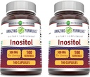 Amazing Formulas Inositol Supplement | 500 Mg Per | 100 Capsules | Non-GMO | Gluten Free | Made in USA | Pack of 2