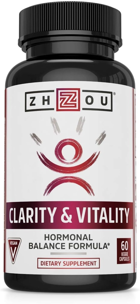 ZHOU Clarity ve Vitality (Formerly DHEA) 50 mg, Kadınlar ve Erkekler için Hormonal Denge Formula, Sağlıklı Ağlama, Non-GMO, Vegan, Gluten Free, 60 Capsules