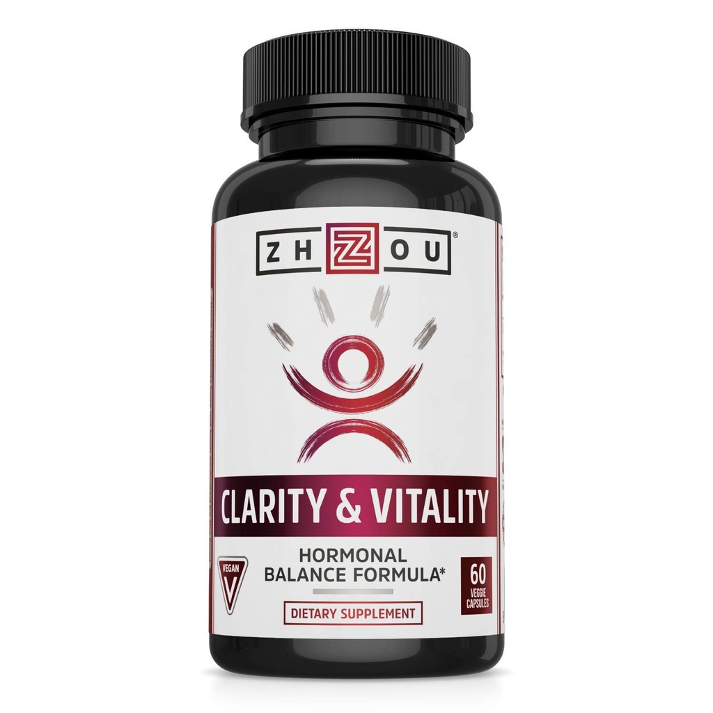 ZHOU Clarity ve Vitality (Formerly DHEA) 50 mg, Kadınlar ve Erkekler için Hormonal Denge Formula, Sağlıklı Ağlama, Non-GMO, Vegan, Gluten Free, 60 Capsules