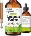 Wild & Organic Lemon Balm Tincture - Mood Support Supplement - Melissa Lemon Balm Leaf Extract Drops - Vegan, Sugar & Alkol Özgür Calming Supplement - 4 fl oz
