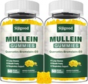 2 Pack Mullein Gummies for Lungs, Mullein Leaf Supplement for Digestive & Respiratory & Immune Support with Bromelain, Quercetin, Mango Flavor, 120 Kont