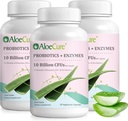 AloeCure Daily Probiyotiks 10 Milyar CFU for Digestive Support 8 Strains, 6 Prebiyotiks & Enzymes - Kadınlar ve Erkekler için Bromelain ile Digestive Relief, 30 Caps x 3btls