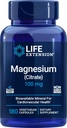 Life Extension Magnezyum Citrate 100 mg, 180 Veg Caps - Natural Mag Supplement - 100 mg Mineral Desteği Capsules - Vegan, Vegetarian, Non-GMOMO