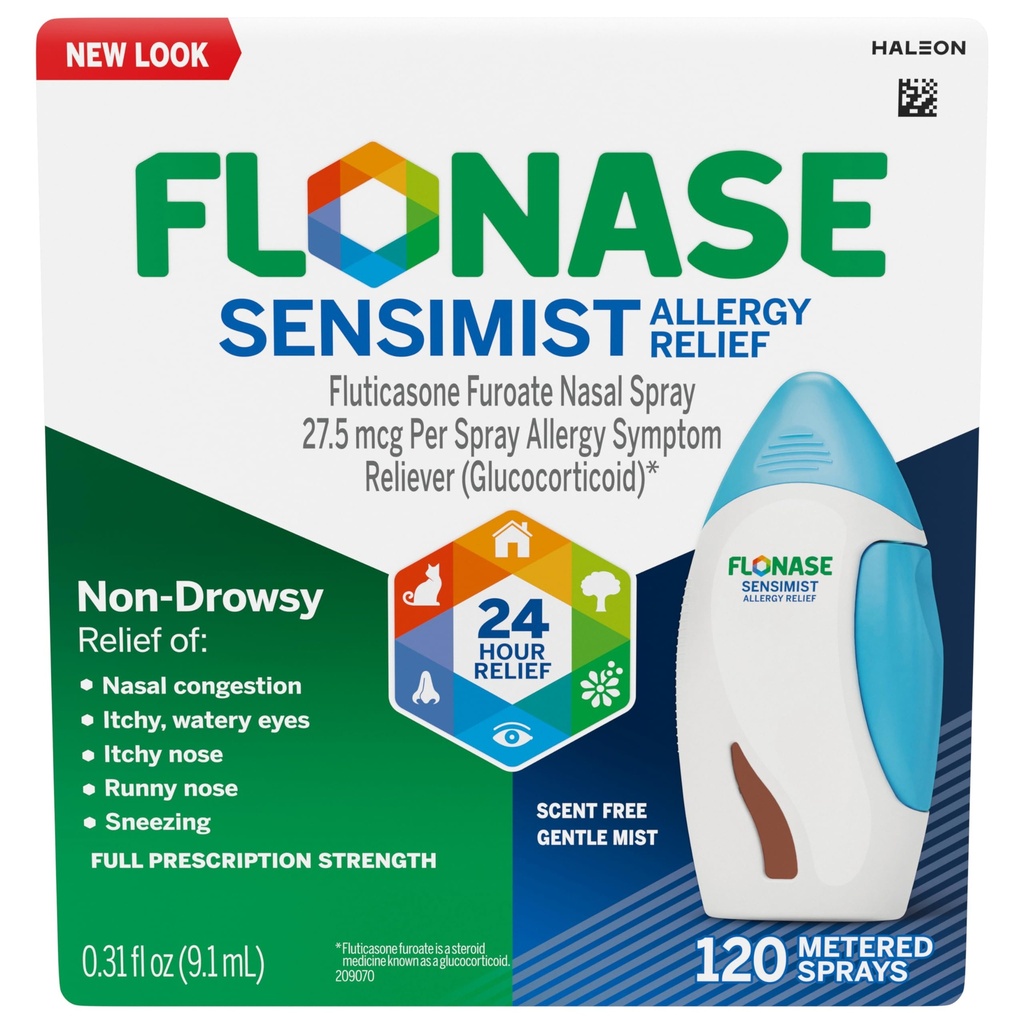 Flonase Sensimist Anti-Drowsy için Nasal Sprey, 24 Saat Multi-Symptom Antivirüs Yardımı – 120 Spreys