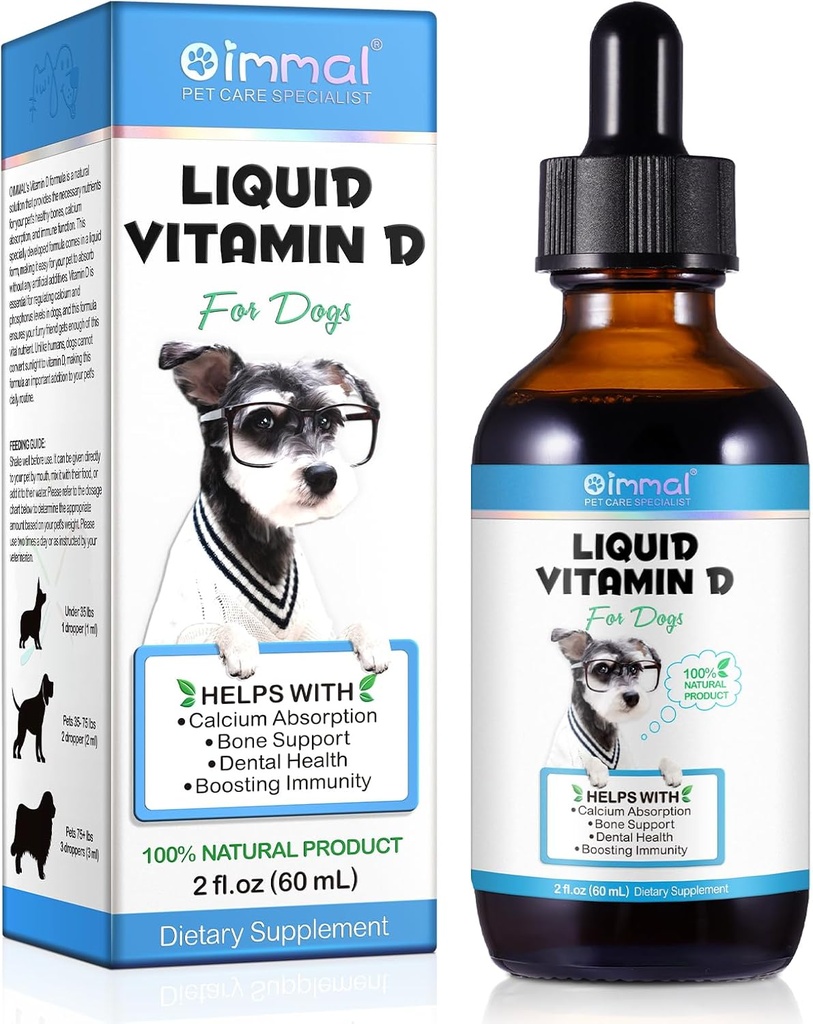 Köpekler için D, Köpekler için Sıvı D, Köpek Vitaminleri D Ölçeği teşvik eder, Hip & Ortak Sağlık ve Köpek Diş Sağlığı - Pet Supplements Sıvı Vitaminler D, Bacon Flavour - 2 Fl Oz Oz
