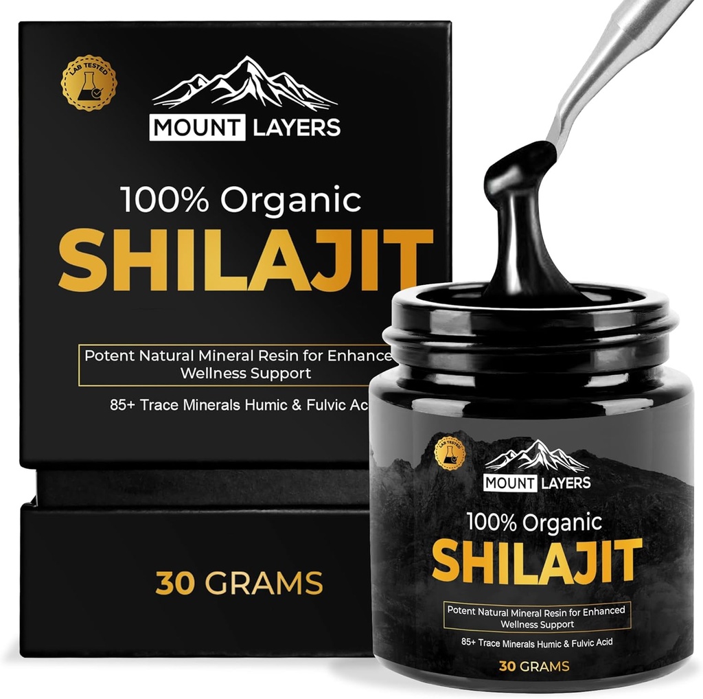 Fulvic Acid ile Saf Shilajit – Himalaya Shilajit for Men & Women with 85+ Trace Minerals - Supports Metabolism - Bone Health and Immune System - 500 mg - 60 Hizmet - 30g Jar