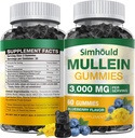 1 Pack Sugar Free 3000MG Mullein Gummies - Lung Cleanse, Mullein Leaf Extract Supplement for Respiratory, Organik Mullein Drops with Quercetin & Bromelain for Lung, Digestive Health & Immune