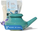 Baraka Neti Pot Tool Kit - Snoring & Saline Çözüm, Elcrafted Seramik Dishwasher Safe with 2oz Mineral Sea Salt for Nose Temizlik & Sinus Rinse Perfect for Anti Allergy Relief in Yetişkinler & Kids (Jade)