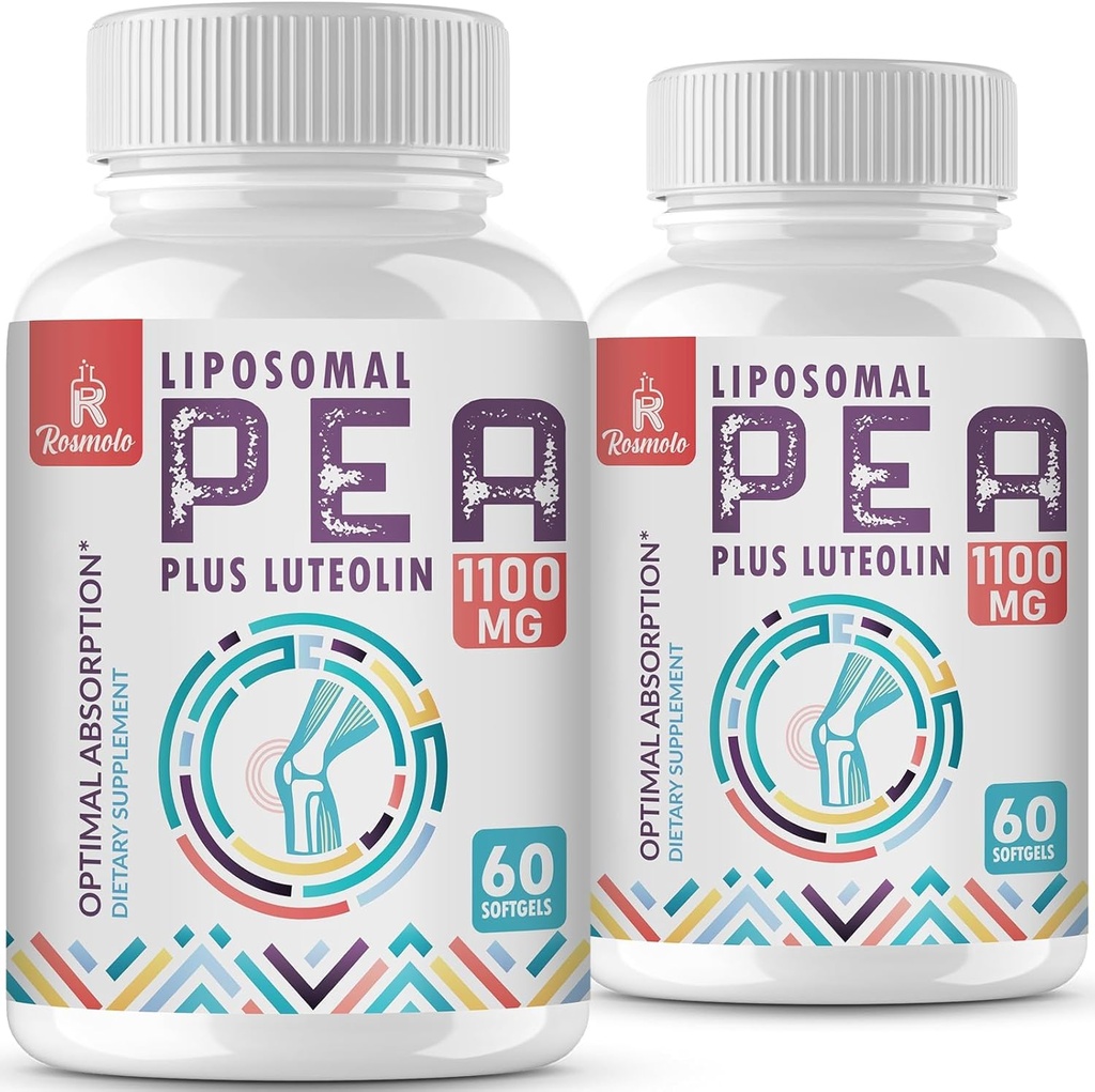 Liposomal Palmitoyl etanolamid 1000 mg + Luteolin 100 mg, Micronized Pea% 99 Yüksek Lisans - Geliştirilmiş Aborpsiyon ve Bioavailability, 120 Softgels