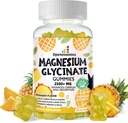 Γλυκινικό μαγνήσιο Gummies 2500mg - Συμπλήρωμα μαγνησίου χωρίς ζάχαρη με βιταμίνη D, B6, CoQ10 για υποστήριξη ηρεμίας & ύπνου - 90 Gummies ανανά