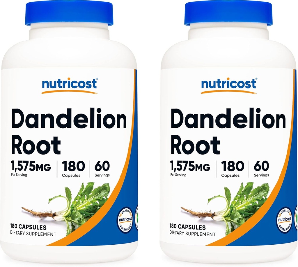 Nutricost Dandelion Root 525 mg, 180 Capsules (2 Şişeler) - 1575 mg Hizmet, Non-GMO, Gluten Free Free