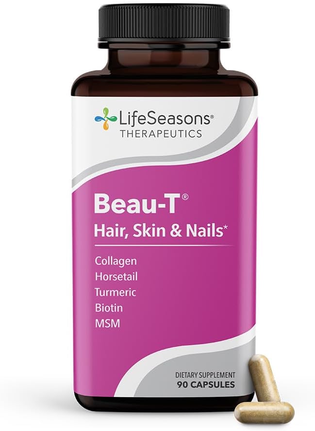 Yaşam Sezonları Beau-T - Saç, Nail & Skincare Supplement - Sağlıklı Saç ve Çığ Büyümeyi Destekleyin - Clear Skin & Fights Acne - Nail Güçlendirici - Contains Biotin Collagen Turmeric - 90 Capsules