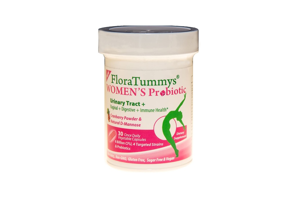 FloraTummys Women's Probiyotik, Urinary Tract Digestive Immune System Health, Cranberry Toz, Kosher sertifikalı, Non-Dairy, Gluten Free, Non-GMO