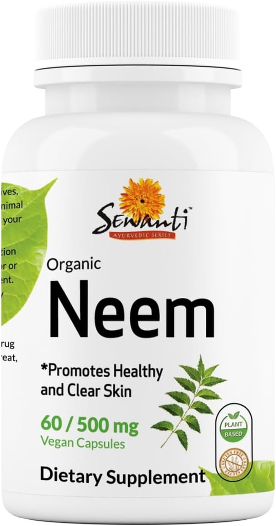 Sewanti Neem Capsules - Yüksek Potency Capsule, Herbal Supplement for Skin Health & Immune Support - Digestive Balance Capsules 500 mg