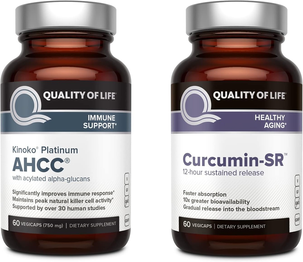 Ποιότητα ζωής Kinoko Platinum AHCC Mushroom Extract and Microactive Curcumin SR - Immune Bundle