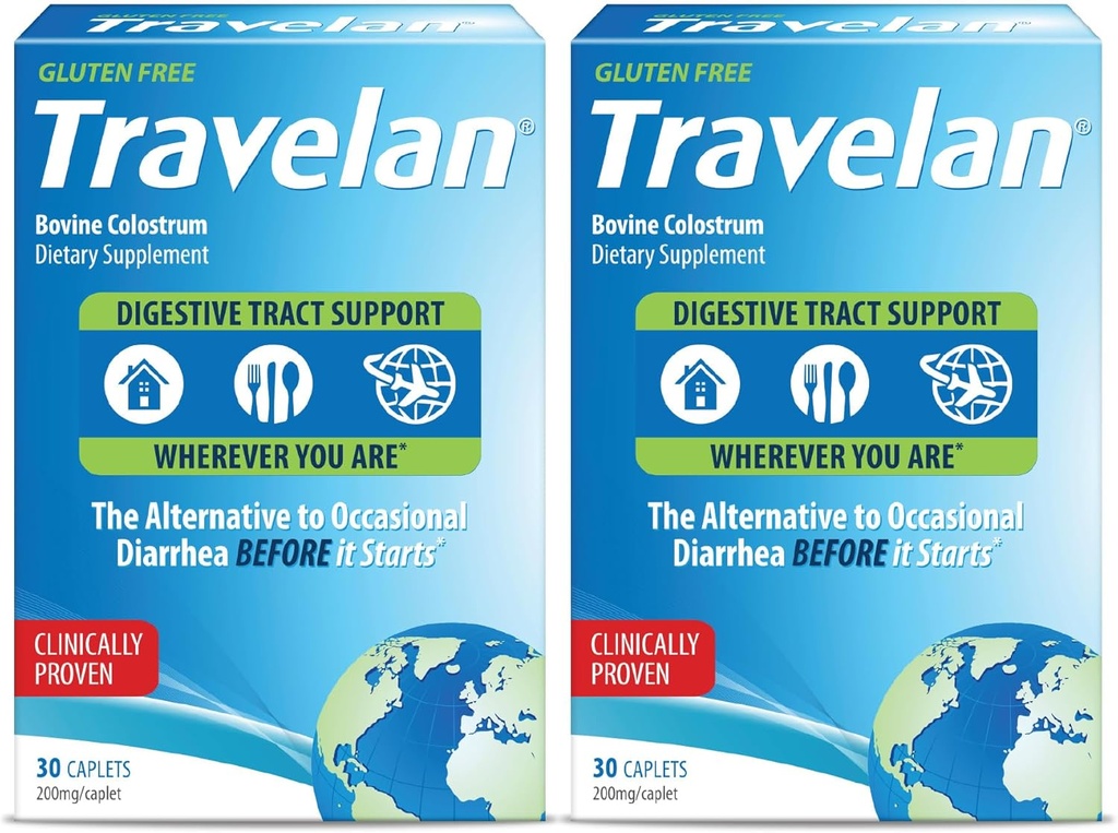 Anti Diarrhea Pills, Traveler'in Diarrhea'yı Başlamadan önce önlemeye yardımcı olur, Klinik olarak Proven, Travel Essentials, Drug-Free Colostrum, Natural Digestive and Immune Support Supplement, 60 Kont