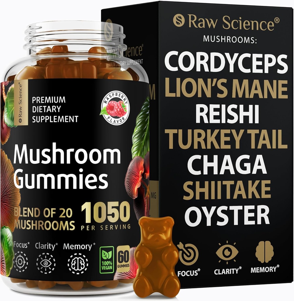 Aslanlar Mane, Nootropic Brain Supplements for Memory and Focus: Lion's Mane, Cordyceps, Shiitake, Türkiye Tail, Reishi, Chaga, Enoki, Oyster Mushroom Supplement - 60 Birimler