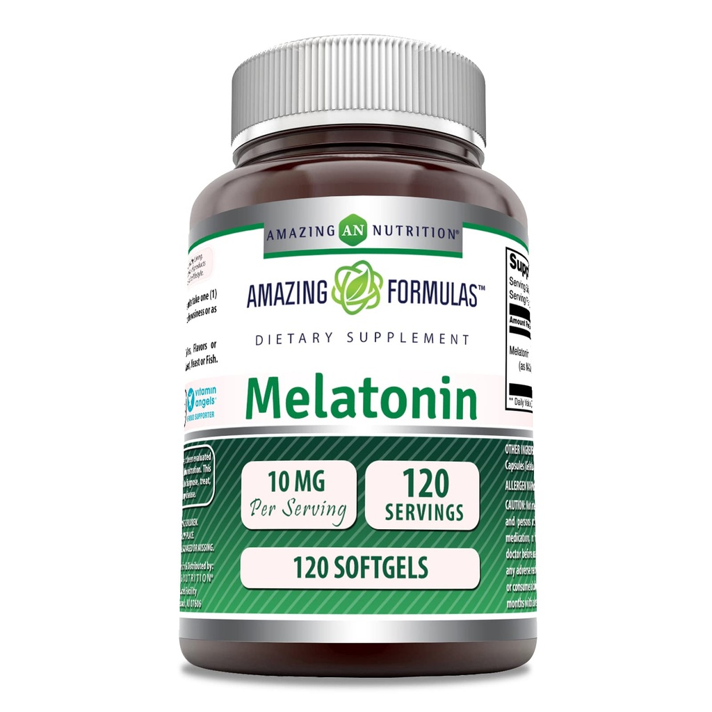 Şaşırtıcı Beslenme Melatonin 10 mg Softgels Supplement | Non-GMO | Gluten Free | Made in USA (120 Count)