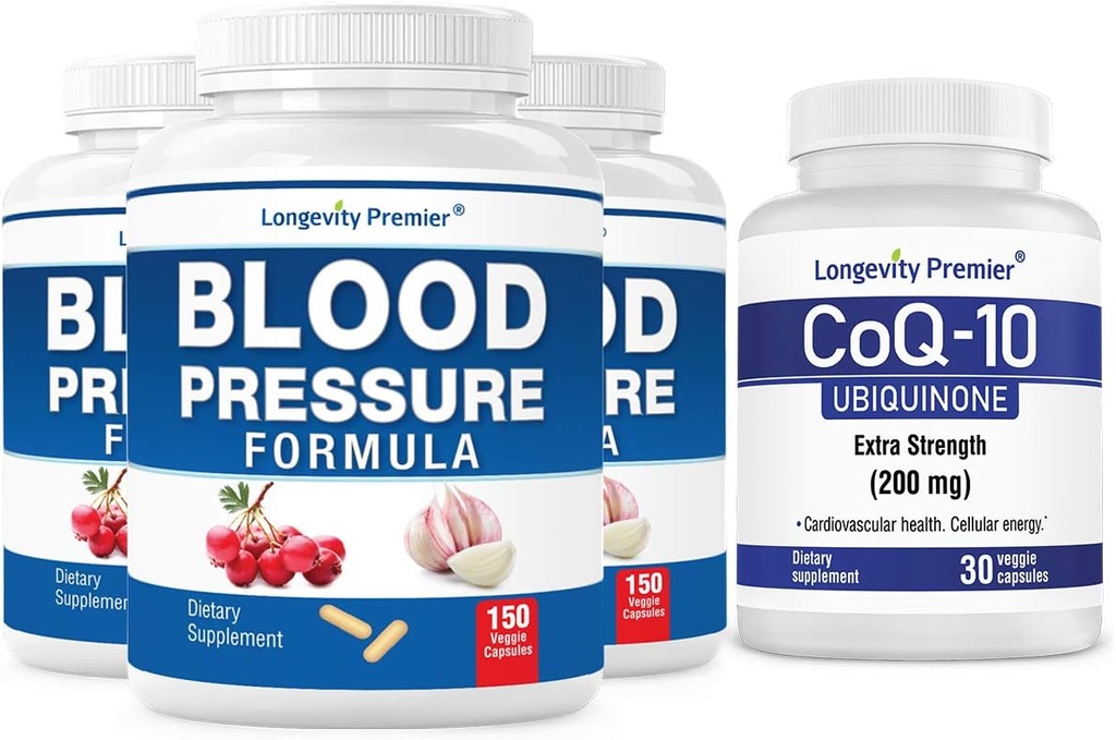 [BP Value Pack] Longevity Blood Pressure Formula 150 caps x 3 Μπουκάλια με 1 δωρεάν φιάλη CoQ10 [30 Veggie caps]