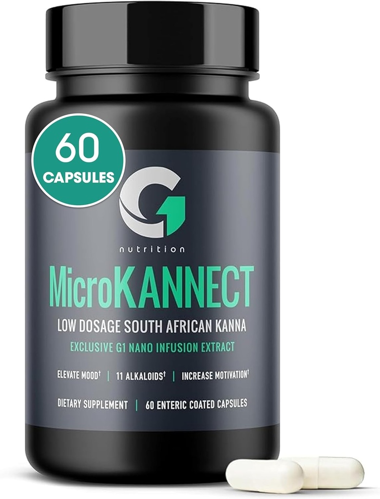 Mikro Kannect Capsules with 3% Kanna Alkaloid| Elevates Mood, Boosts Energy Levels, Geliştirilmiş Ruh Clarity | Sceletium Tortuosum Daily Supplements for Men & Women 60