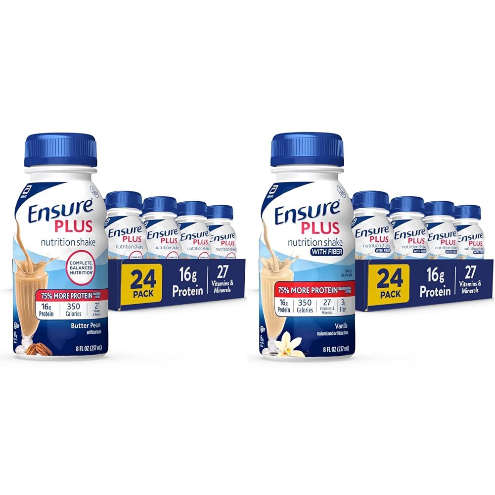 Εξασφαλίστε Plus Nutrition Shake με 16 γραμμάρια πρωτεΐνης & Εξασφαλίστε Plus Liquid Nutrition Shake with Fiber, 16 γραμμάρια πρωτεΐνης, Vanilla, 8 Fl Oz μπουκάλι (πακέτο των 24)