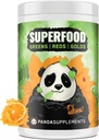 Yeraltı Biyo Laboratuvarları/Panda Supps: All Natural SFOOD: Greens, Reds, Golds,Probiyotiks,Ashwagandha ve Lion's Mane, for Health and Wellness 13.76 Oz (Orange)