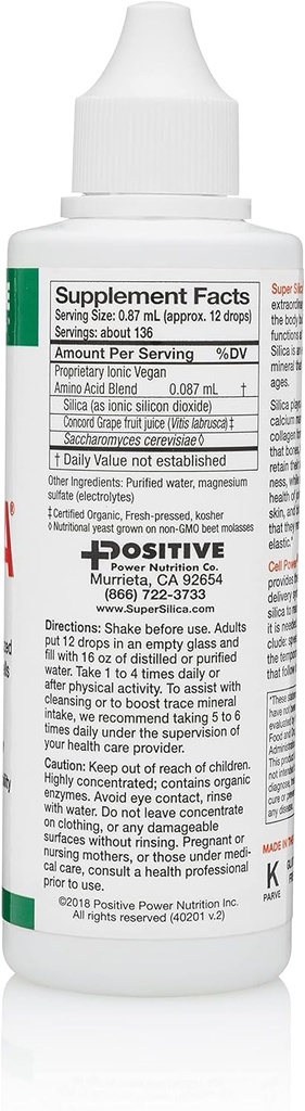 Υγρό συμπύκνωμα Super Silica, 4 oz. Μπουκάλι (Pack of 2) - Υψηλότερη απορρόφηση, Collagen-Producing, Υποστηρίζει Υγιεινή Πυκνότητα των οστών, Κοινή Ευελιξία, Μαλλιά και νύχια δέρματος, -4 oz. Κάνει πάνω από 68 λίτρα