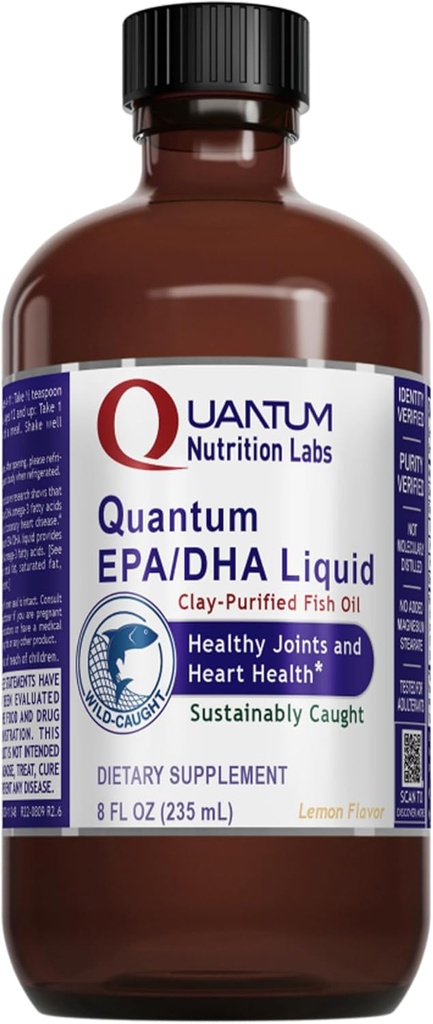 Kuantum Beslenme Laboratuvarları EPA / DHA Sıvı - Omega 3 Balık Yağı Sıvı, Omega 3 Sıvı Balık Yağı Yetişkinler, Ortak, Kalp ve Beyin Sağlığı Desteği - 8 Fl Oz Şişe