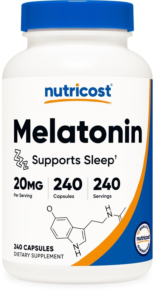 Nutricost Melatonin 20 mg, 240 Capsules, Non-GMO & Gluten Free