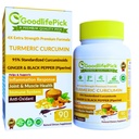 Turmeric Curcumin Capsules Extra Strength with Ginger &% 95 Curcuminoids & Black Pepper Extract for maximum benefits. All Natural NonGMO NO Rice Toz NO Stearate NO Silica- 90 Veg Cap