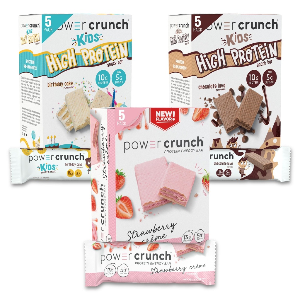 Power Crunch protein Wafer Bars ve Power Crunch KIDS protein Bars, Çeşitli Paket, (15 Kont) Lezzetli Yüksek Protein Snacks