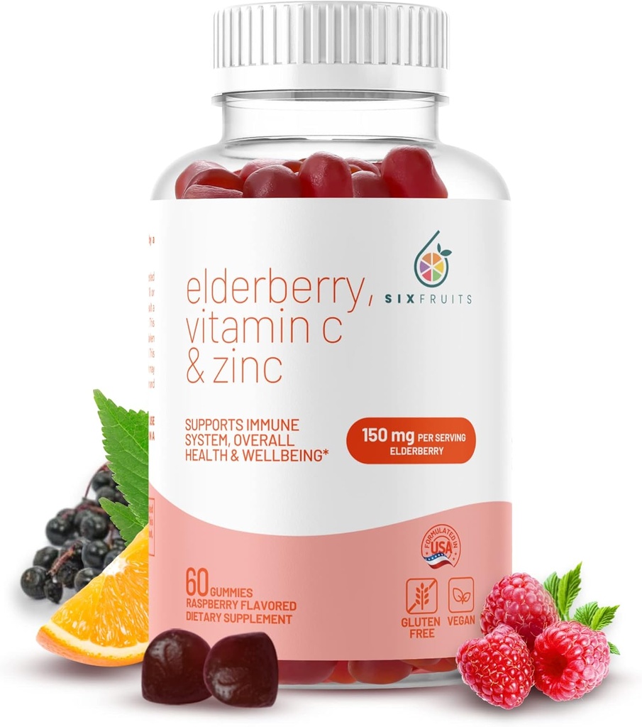 Çinko & Vitamin C ile Organik Yaşlı Gummies | Vegan Elder Gummies for Yetişkinler | Immunity & Immune Support Supplement for Yetişkinler | Gluten & Gelatin Free