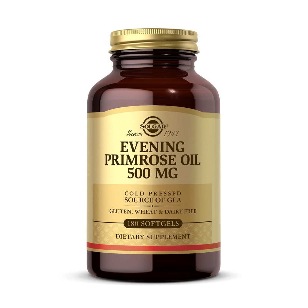 Solgar Primrose Oil 500 mg, 180 Softgels - Sağlıklı Skin & Cardiovasüler Sağlık - Kadınlar için Beslenme Desteği - Gluten Ücretsiz, Süt Ücretsiz - 180 Hizmet