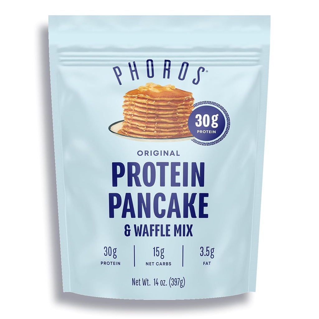 Protein Pancake Mix & Protein Waffle Mix by Phoros Beslenme, 30g of protein, Low Carb, Yüksek Protein, Keto-Friendly, Whey Protein, Tüm Oats, Whole Buğday Pancakes, Just Add Water (Original)