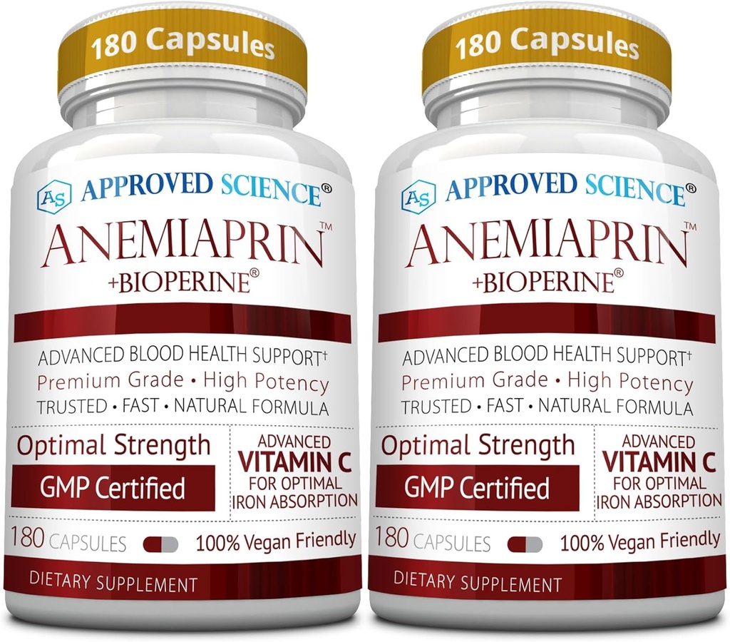 Onaylanmış Bilim Anemiprin - Absorbable Iron, Vitamin C - Stomach - 380 Capsules - 6 Ay Supply - Non-GMO, Vegan