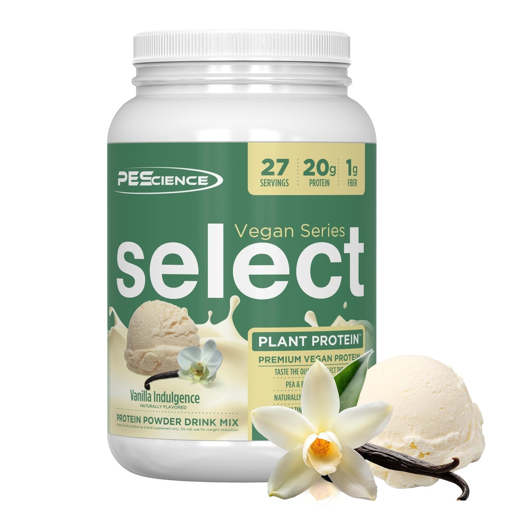 PEScience Select Vegan Protein Powder, Plant Based Protein Powder, Amazing Taste, Smooth Texture, Pea and Brown Rice Blend, Dairy Free, Lactose Free, Gluten Free - Vanilla Indulgence, 27 Servings