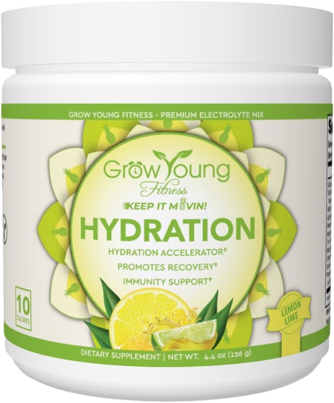 Grow Young Fitness Hydration Toz - Lemon Lime, Premium Electrolyte Mix for Proactive Hydration, Vitamins and Sugar Free (1 Pack, 30 Hizmet)