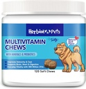 Herbion Evcil hayvanlar Minerals & Probiyotiklerle Chews, Immunity & Coat, Supports Digestion, Brain & Heart Health, Delicious Natural Duck Flavor, Dog Supplements & Vitamins, Pack of 1