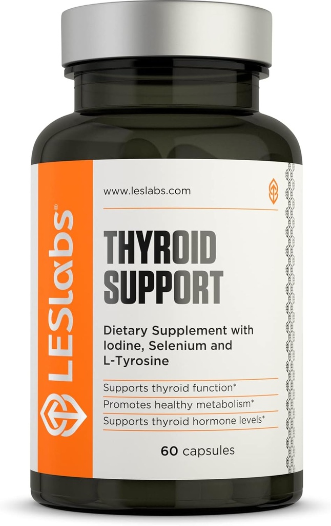 LES Laboratuvarları Tiroid Desteği - Metabolik Sağlık, Tiroid Hormonu Üretimi, Enerji ve Oda - Iodine, L-Tyrosine, Ashwagandha, Selenium & Turmeric – Non-GMO Supplement – 60 Capsules