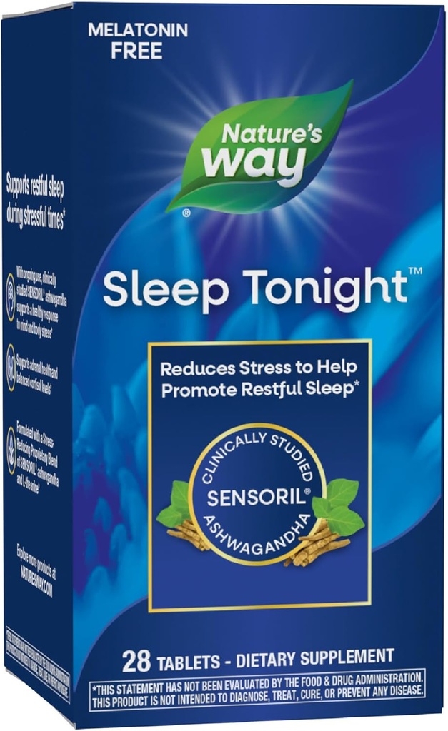 Nature's Way Sleep Bu gece, Stresli Uykuyu Teşvik Etmek İçin Formula *, Ashwagandha ve L-Theanine, Melatonin ücretsiz, Vegan, 28 Tablet (Pazarlama Mayıs Vary)